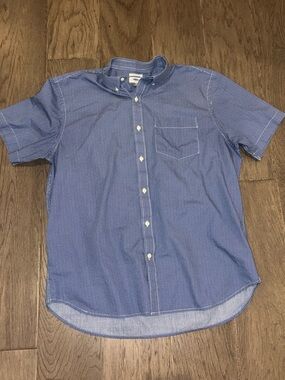 Old Navy Men’s Slim Fit Short Sleeve Button Down | XL | Royal Blue & White Print
